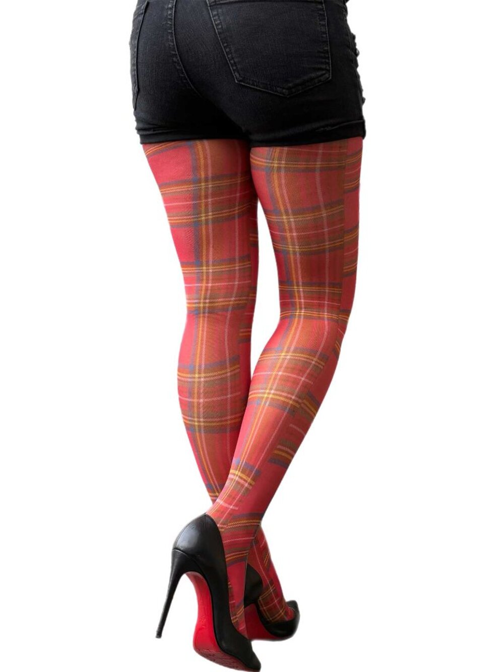 Red Plaid Tights for Women